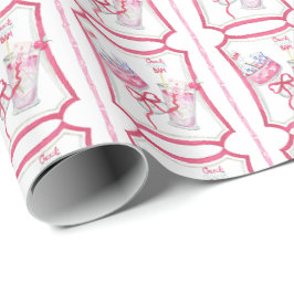 Papel De Presente Cocktails Mahjong, Rosa-Quente, Aquarela