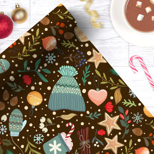 Papel De Presente Cocoa Aconchegante e Luvas de Natal Férias de Nata