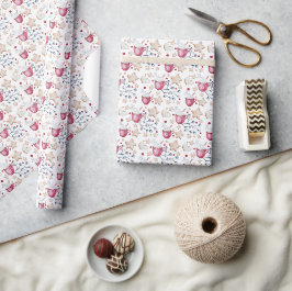 Papel De Presente Cocoa Quente De Natal E Biscoitos Aquarela