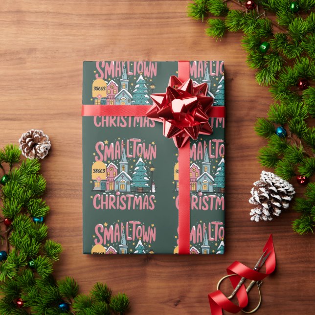 Papel De Presente Código Postal Personalizado Pequena Cidade Natal R (Presente de Natal)