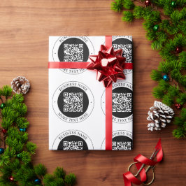 Papel De Presente Código QR com Nome da Empresa Texto Circular Editá