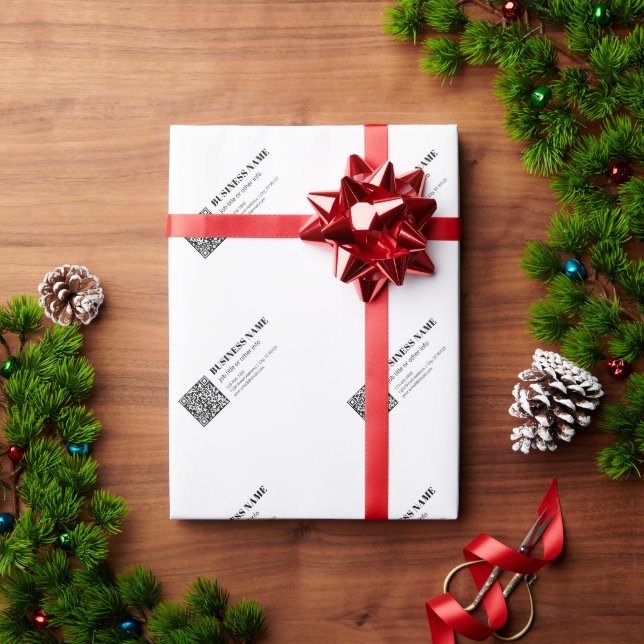 Papel De Presente Código QR comercial & Texto retrô-moderno editável (Presente de Natal)