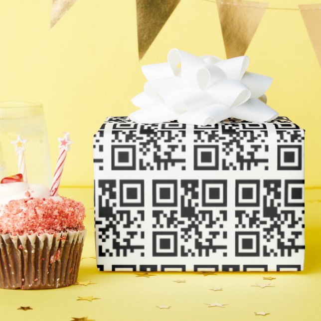 Papel De Presente Código QR de Aniversário Feliz em Branco (Festa de aniversário)