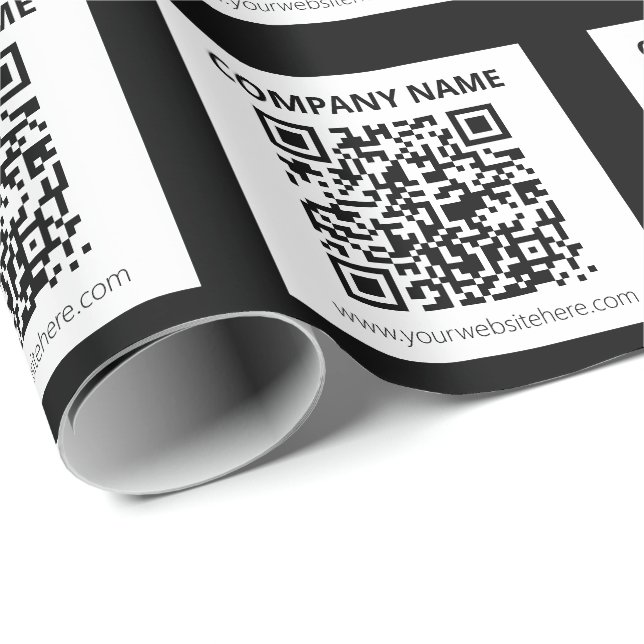 Papel De Presente Código QR editável e design simples personalizável (Ponta do rolo)