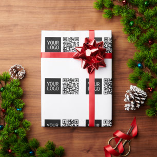 Papel De Presente Código QR editável e logotipo ou imagem da sua emp
