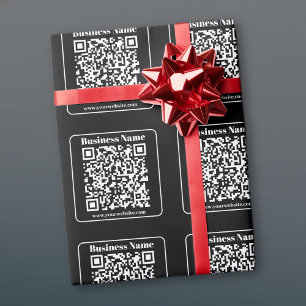 Papel De Presente Código QR editável Estilo Moderno Retroativo Preto