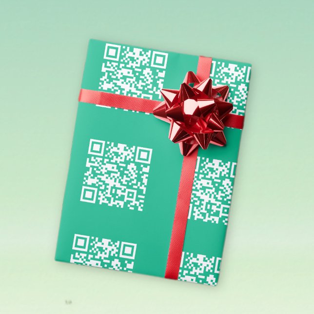 Papel De Presente Código QR Editável Gerar o Seu Próprio | Verde Tea (Criador carregado)
