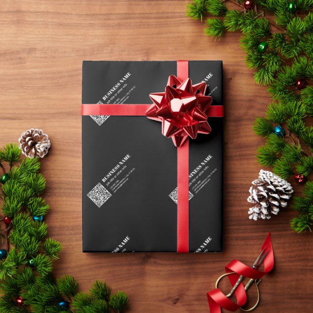 Papel De Presente Código QR personalizado e texto retrô-moderno edit (Presente de Natal)