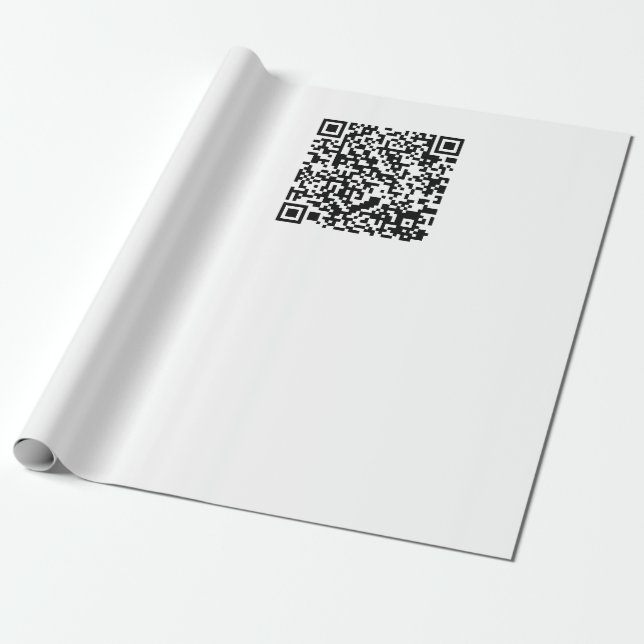 Papel De Presente Código QR Personalizável Preto e Branco Abstrato G (Desenrolado)