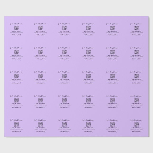 Papel De Presente Código QR simples roxo para chá de bebê adicionar  (Aberto)