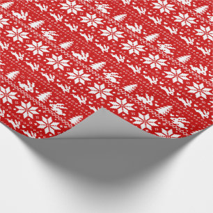 Papel De Presente Coelhinho Bonito Coelhos Natal Padrão Vermelho