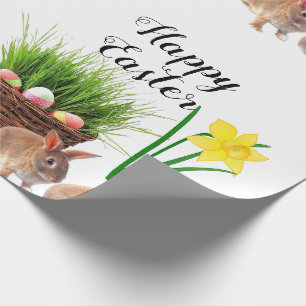 Papel De Presente Coelhinho da Páscoa feliz e cesta de feriado