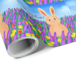 Papel De Presente Coelhinho da Páscoa fofo entre as flores personali