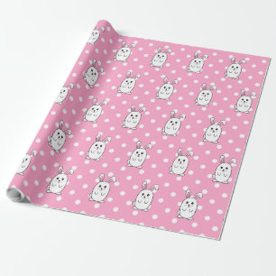 Papel De Presente Coelhinho de Cartoon de Coelhinhos de Páscoa-Rosa