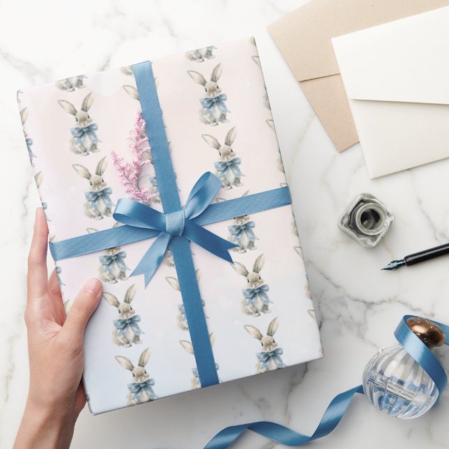 Papel De Presente Coelhinho de Comedor Azul (Presentear)
