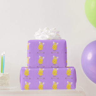 Papel De Presente Coelhinho de Páscoa Feliz Orelhas de Coelho Roxo A
