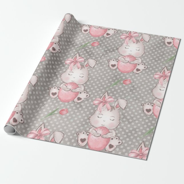 Papel De Presente Coelhinho de Páscoa fofo (Desenrolado)