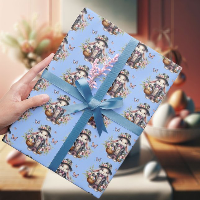 Papel De Presente Coelhinho de Páscoa Vitoriano com Aquarela Elegant (Criador carregado)