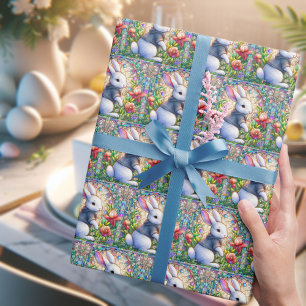 Papel De Presente Coelhinho de vidro colorido de Páscoa branca