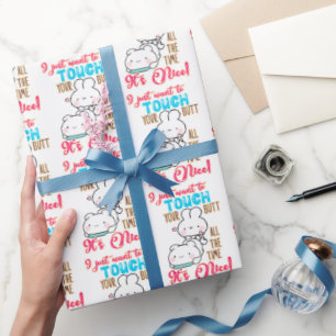 Papel De Presente Coelhinho Engraçado Fofo Eu Só Quero Tocar Na Sua 
