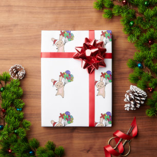 Papel De Presente Coelhinho Feliz Natal Animais de inverno Coelho