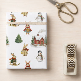 Papel De Presente Coelhinho Fofo da Árvore de Natal