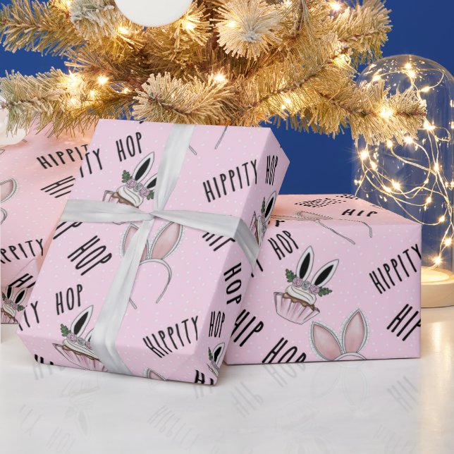 Papel De Presente Coelhinho Moderno Cor-de-rosa Orelha Páscoa Cupcak (Feriados)