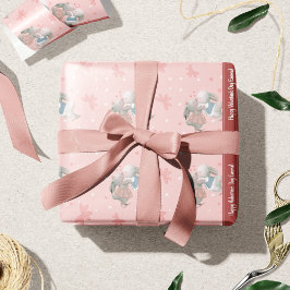 Papel De Presente Coelhinhos bonitos no padrão do Dia de os namorado