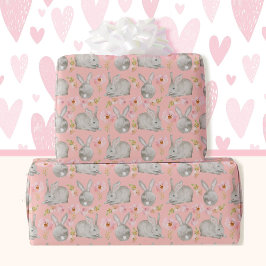 Papel De Presente Coelhinhos cor-de-rosa para Primavera