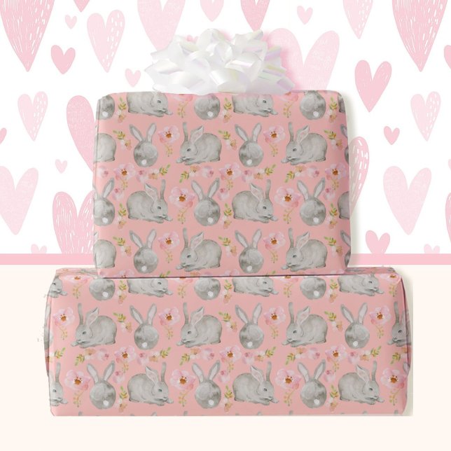 Papel De Presente Coelhinhos cor-de-rosa para Primavera (Criador carregado)