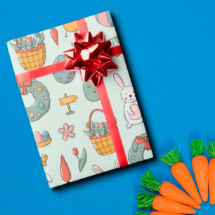 Papel De Presente Coelhinhos de Páscoa Coloridos Fofos Padrão infant