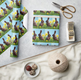 Papel De Presente Coelhinhos de Páscoa de Chocolate