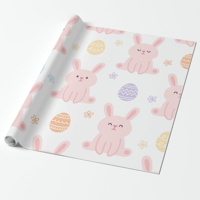 Papel De Presente Coelhinhos de Páscoa e Ovos de Páscoa (Desenrolado)