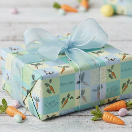 Papel De Presente Coelhinhos de Páscoa & Padrão de Cenouras