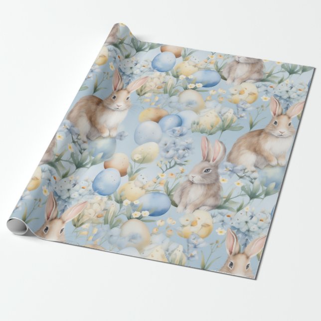 Papel De Presente Coelhinhos e Jardim de Ovos (Desenrolado)
