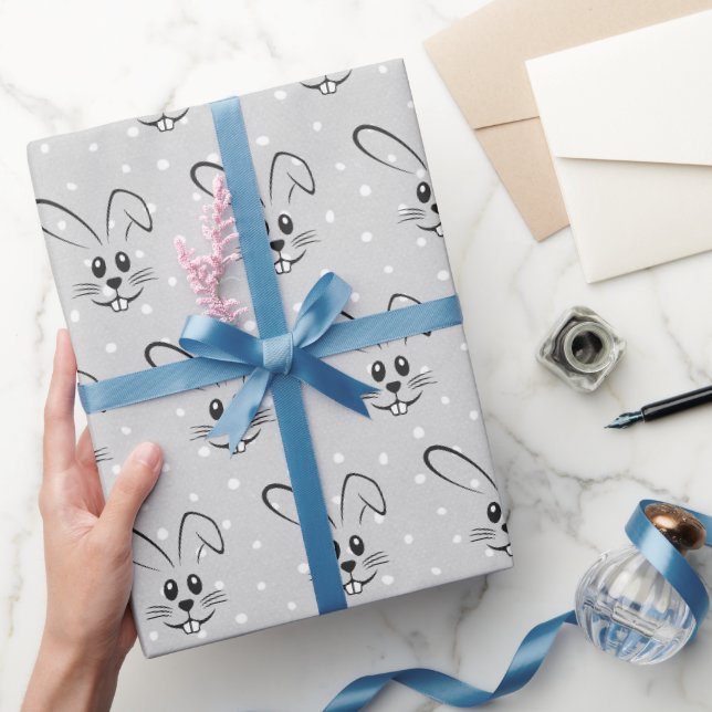 Papel De Presente Coelhinhos Fofos Em Bolinhas (Presentear)