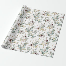 Papel De Presente Coelhinhos Fofos Vintage Decoupage Floral