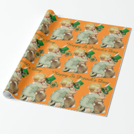 Papel De Presente COELHO ABRAÇANDO O BEBÊ Dia de São Patrício Irland