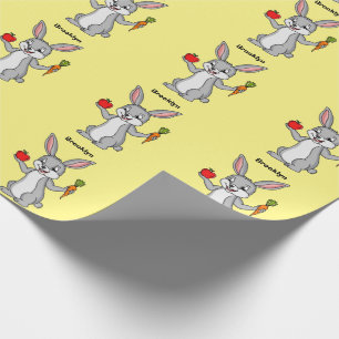 Papel De Presente Coelho bonito com desenho vegetal