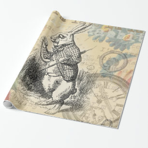 Papel De Presente Coelho Branco Aventuras de Alice no País das Marav