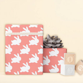 Papel De Presente Coelho Branco Cor-de-Rosa Salmão