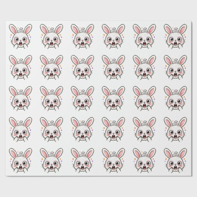 Papel De Presente Coelho Chocado no Halloween com Rosto de Fantasma (Aberto)