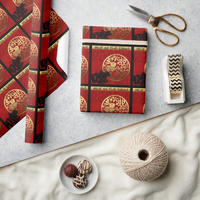 Papel De Presente Coelho Cinto Ano Chinês Zodiac Birthday WP1 (Artesanato)