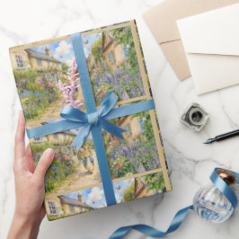 Papel De Presente Coelho Clássico em Cidade Rural Inglesa