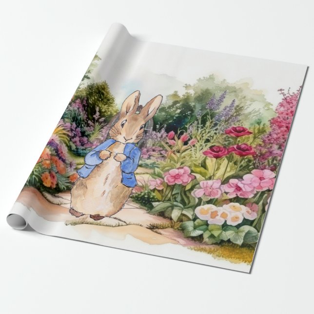 Papel De Presente Coelho clássico em seu jardim (Desenrolado)