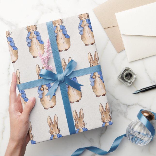 Papel De Presente Coelho clássico vestindo um casaco azul (Presentear)
