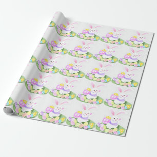 Papel De Presente coelho com ovos de Páscoa