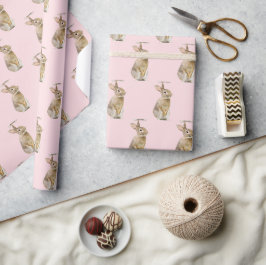 Papel De Presente Coelho Da Páscoa A Rosa