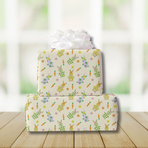Papel De Presente Coelho da Páscoa e padrão de cenoura