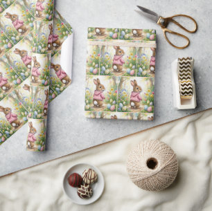 Papel De Presente Coelho da Páscoa em um Jardim de Primavera